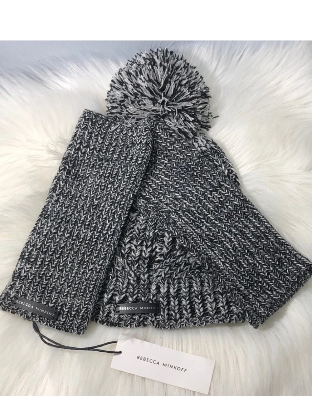 NWT Rebecca Minkoff Marled Beanie and Arm Warmer set. NEW